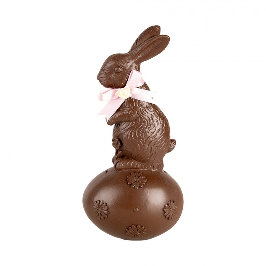 Dekorace čokoládový králík na vajíčku s mašlí - 12*10*25 cm