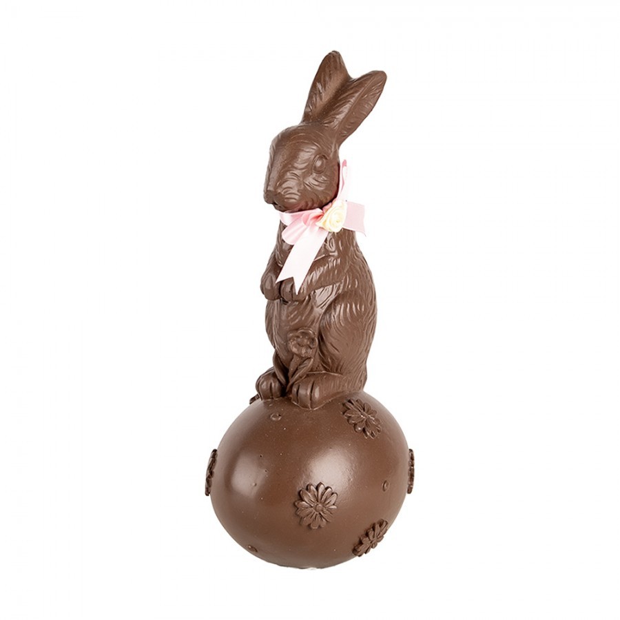 Dekorace čokoládový králík na vajíčku s mašlí - 12*10*25 cm