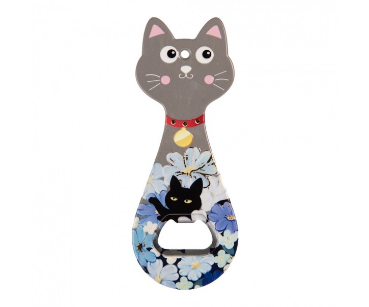 Bottle Opener Cat 5x14 Cm Grey Ceramic - 5*14*1 cm Clayre & Eef