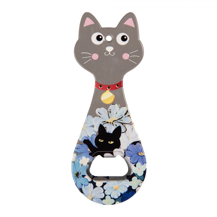 Bottle Opener Cat 5x14 Cm Grey Ceramic - 5*14*1 cm
