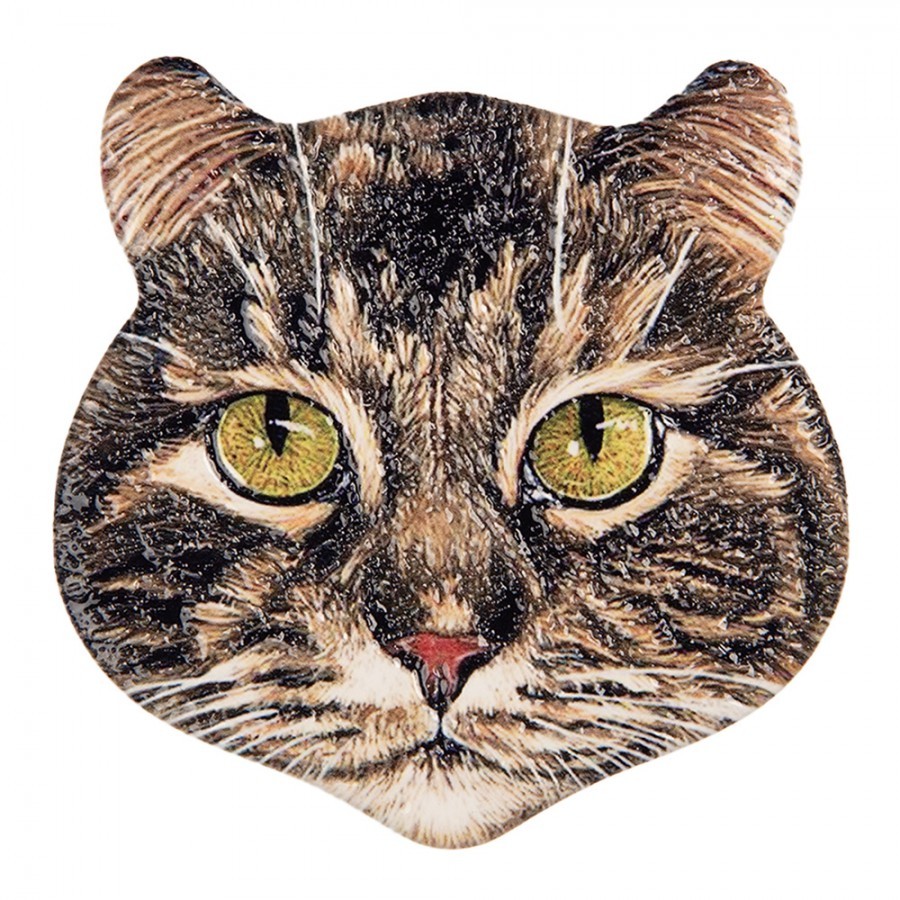 Levně Keramický magnet hlava kočka Cat - 7*7*1 cm 6CE2069