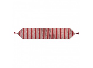 Červený běhoun se střapcem a jeleny Christmas Rustic - 33*180 cm