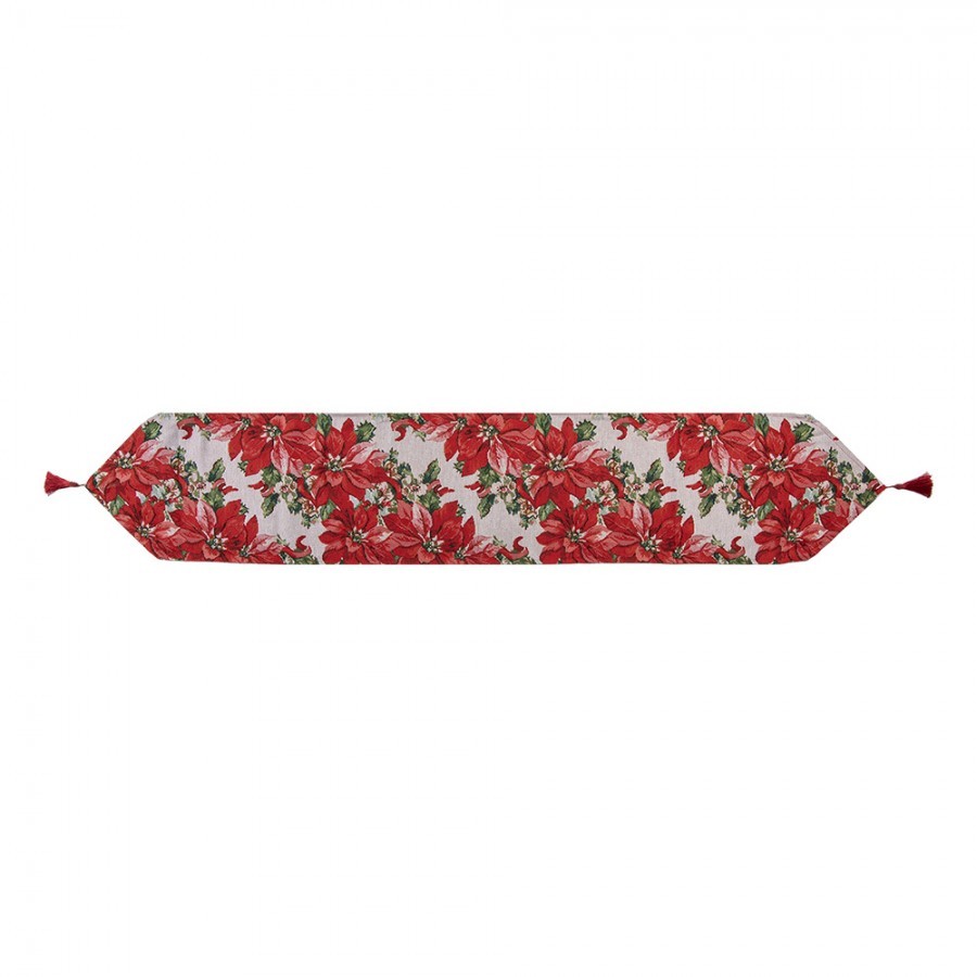 Červený běhoun s vánočními hvězdami Christmas Rustic - 33*180 cm