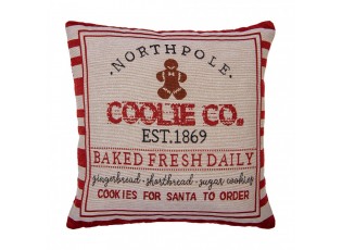 Béžovo-červený povlak na polštář s perníčkem Christmas Rustic - 44*44 cm