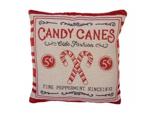 Béžovo-červený povlak na polštář s lízátky Candy Christmas Rustic - 44*44 cm