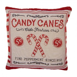 Béžovo-červený povlak na polštář s lízátky Candy Christmas Rustic - 44*44 cm