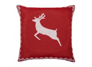 Červený povlak na polštář s jelenem Christmas Rustic - 44*44 cm