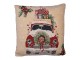 Béžovo-červený povlak na polštář s autíčkem Christmas Rustic - 44*44 cm Clayre & Eef