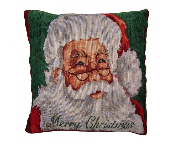 Červený povlak na polštář Santa Claus Christmas Rustic II - 44*44 cm Clayre & Eef