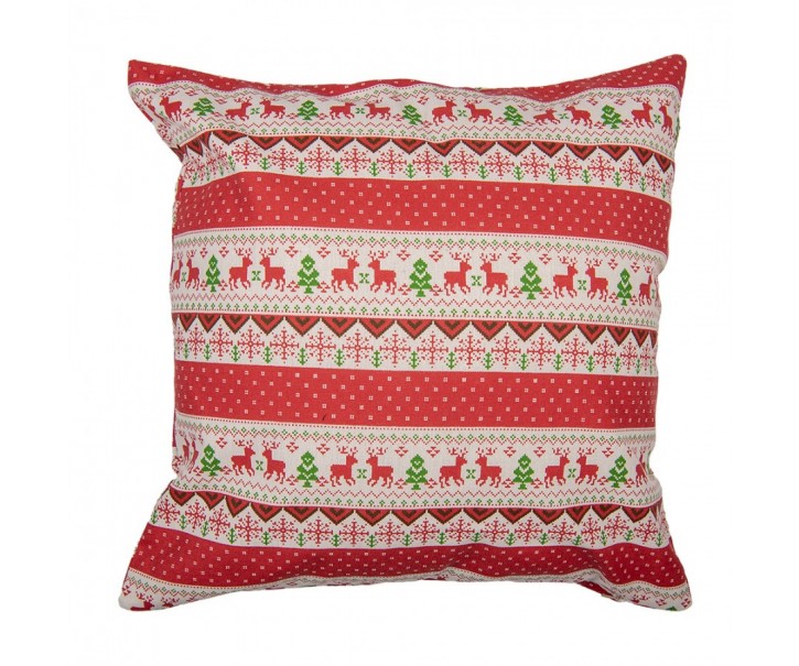 Červený povlak na polštář s jeleny Christmas Rustic - 44*44 cm Clayre & Eef