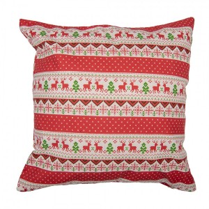 Červený povlak na polštář s jeleny Christmas Rustic - 44*44 cm