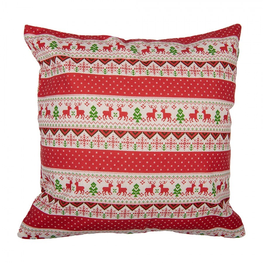 Červený povlak na polštář s jeleny Christmas Rustic - 44*44 cm