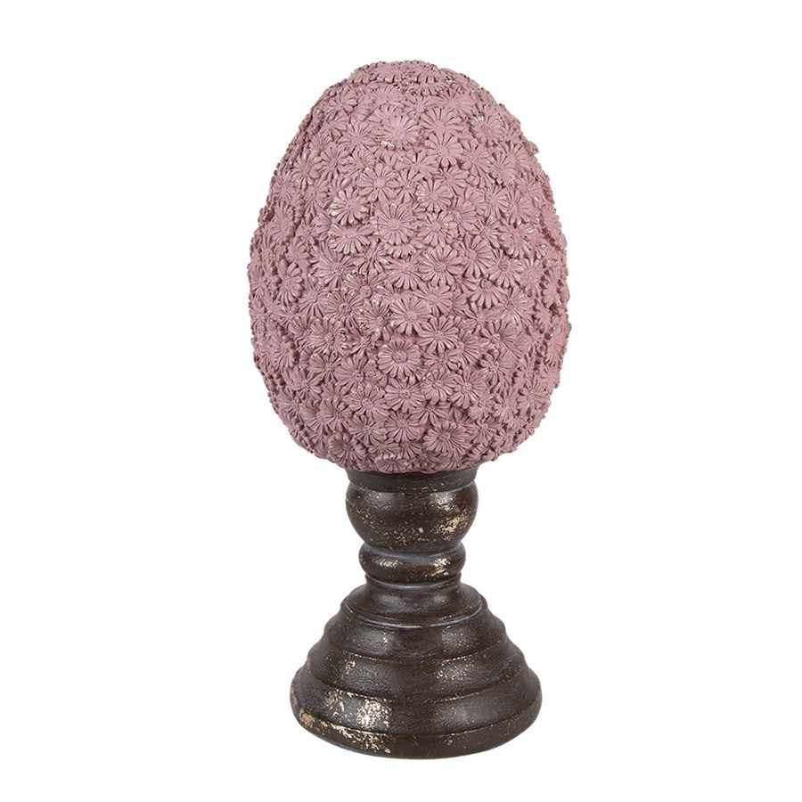 Velikonoční dekorace vajíčko z růžových květů na podstavci - Ø 13*28 cm