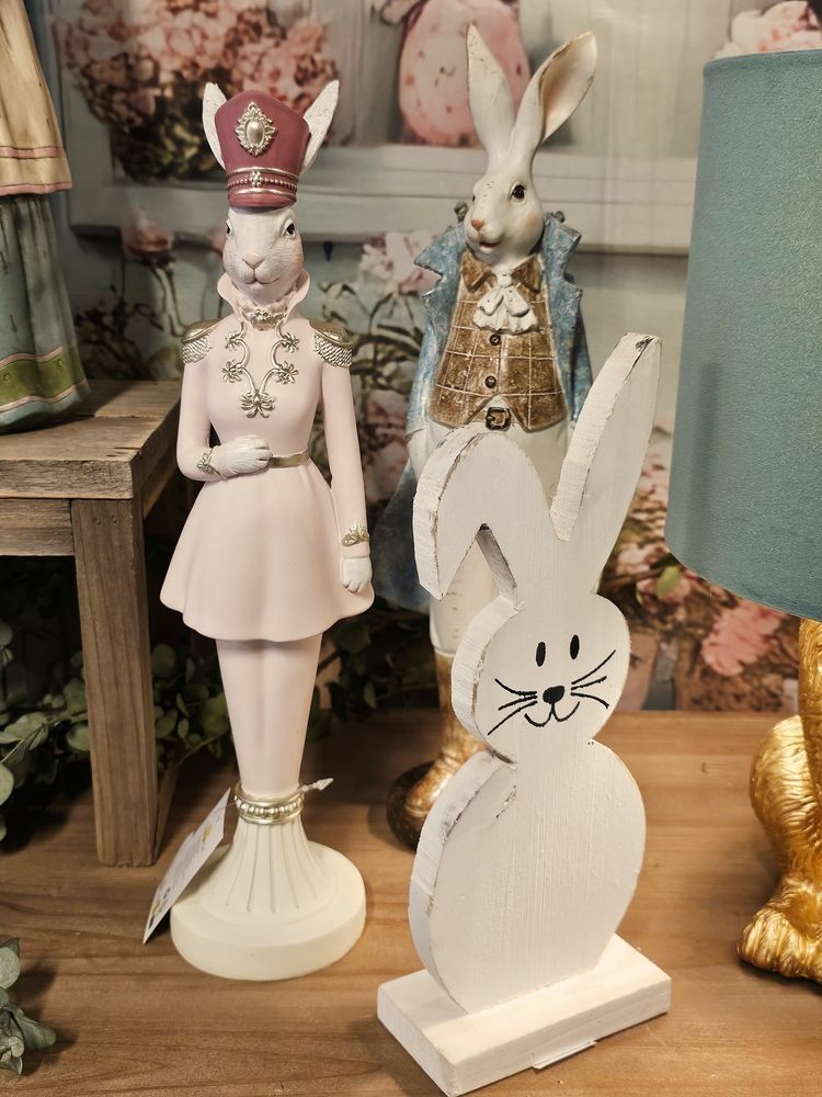 Dekorace figurka králičí žena v růžovém - 9*9*35 cm