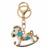 Zlatý kovový přívěšek na klíče s kamínky houpací koník - 6*2*4 cmBarva: růžová zlatáMateriál: kovHmotnost: kg