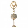 Zlatý kovový přívěšek na klíče s kamínky sklenička na víno - 3*2*6 cmBarva: růžová zlatáMateriál: kovHmotnost: kg
