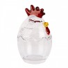Transparentní skleněná dóza s víkem ve tvaru slepičky Chicken&nbsp; - ⌀ 6*9 cm Barva: transparetníMateriál: skloHmotnost: 0,13 kg