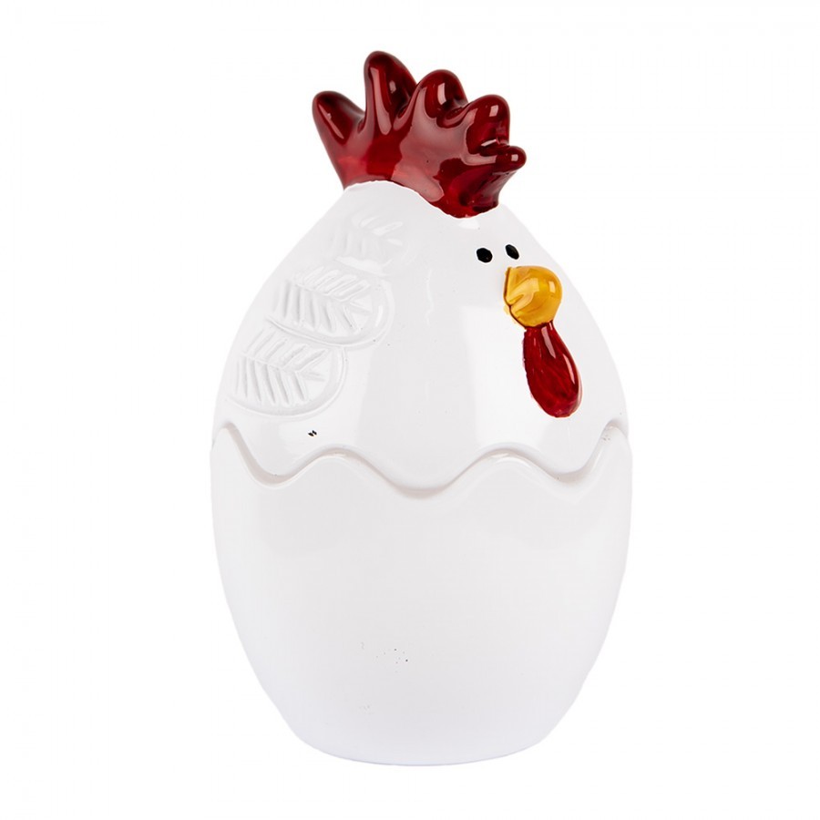 Bílá skleněná dóza s víkem ve tvaru slepičky Chicken