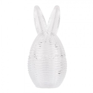 Skleněná dóza s víkem vajíčko s oušky proutěný design - Ø 8*17 cm