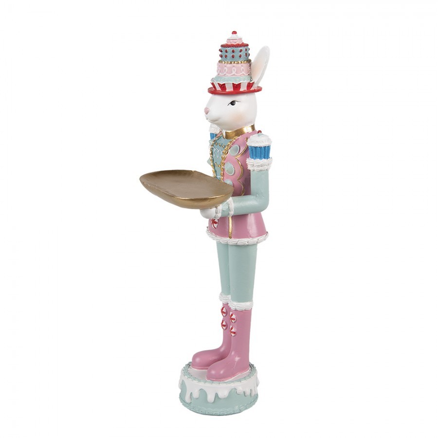 Dekorace králík ve zdobném obleku s podnosem - 9*8*25 cm
