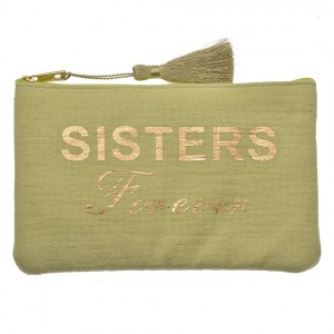 Zelená látková toaletní taštička se střapcem Sisters Forever - 17*1*11 cm