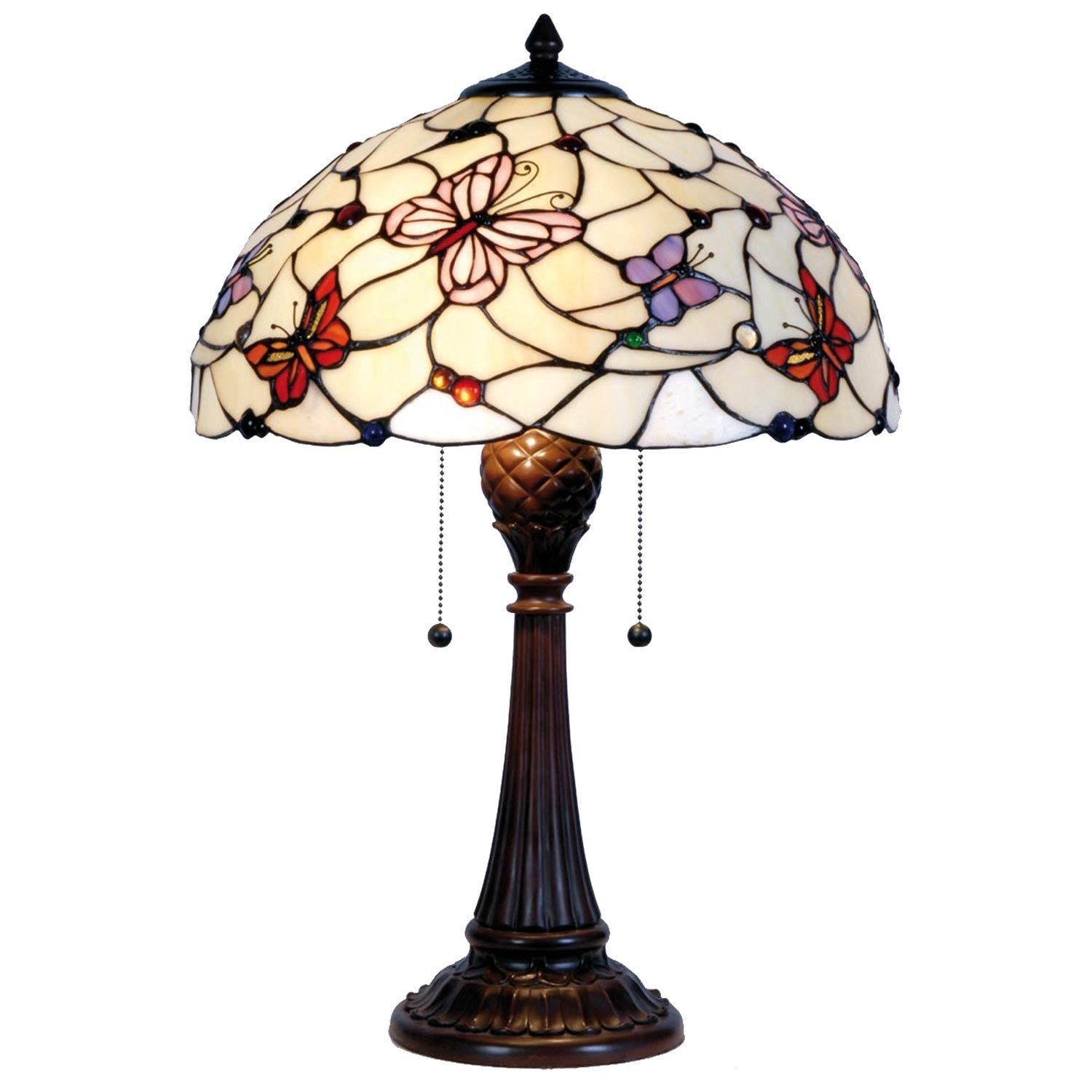 Stolní lampa Tiffany Butterfly Garden - Ø 41*60 cm 2x E27 / Max 60w 5LL-5365