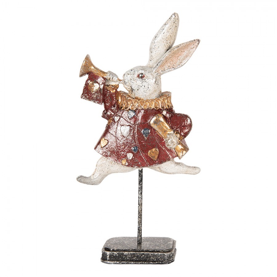 Decorative Figurine Rabbit 18x7x34 Cm White Red Plastic - 18*7*34 cm