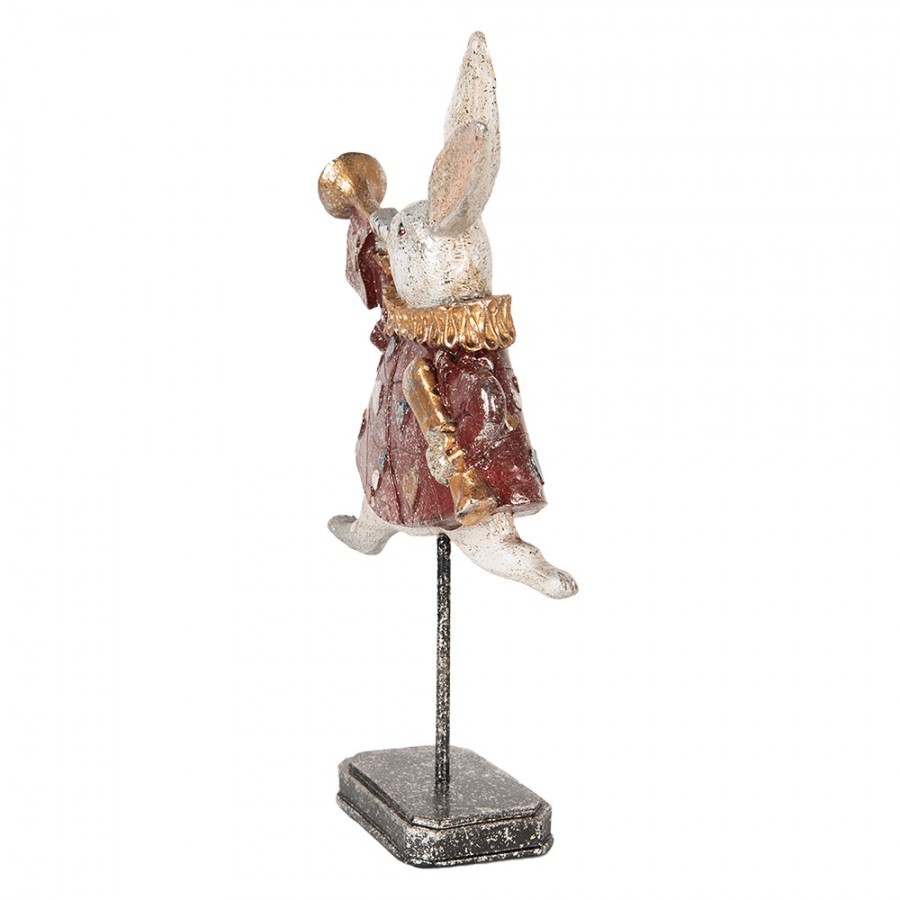 Decorative Figurine Rabbit 18x7x34 Cm White Red Plastic - 18*7*34 cm