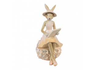 Decorative Figurine Rabbit 10x9x17 Cm Beige Plastic - 10*9*17 cm