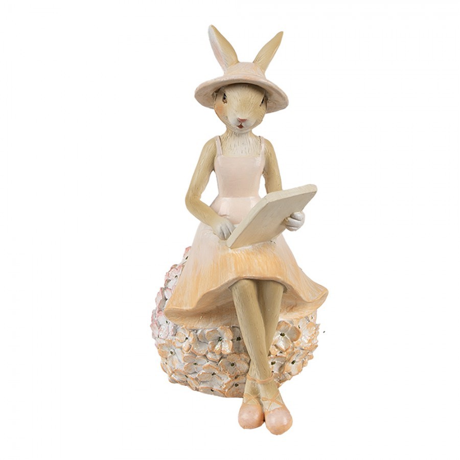 Decorative Figurine Rabbit 10x9x17 Cm Beige Plastic - 10*9*17 cm
