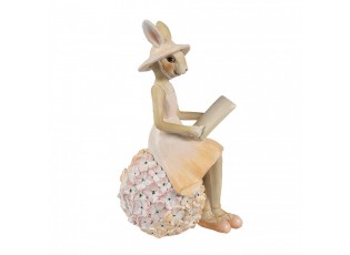 Decorative Figurine Rabbit 10x9x17 Cm Beige Plastic - 10*9*17 cm