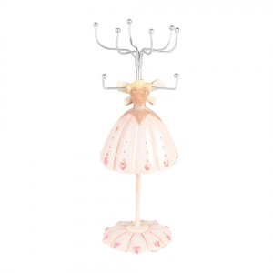 Růžový stojánek na šperky šaty Princess - Ø 7*19 cm