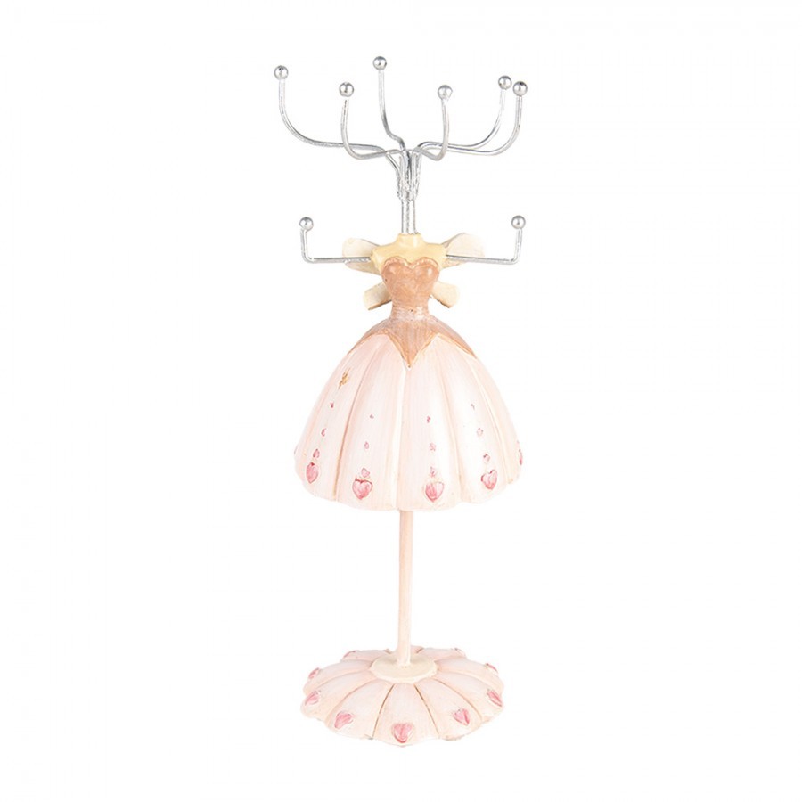 Růžový stojánek na šperky šaty Princess - Ø 7*19 cm