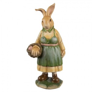 Dekorace figurka králičí žena v zelených šatech - 9*7*20 cm