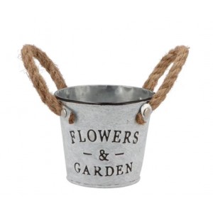 Plechový květináč s jutovými uchy Flowers & Garden - Ø 10*9 cm