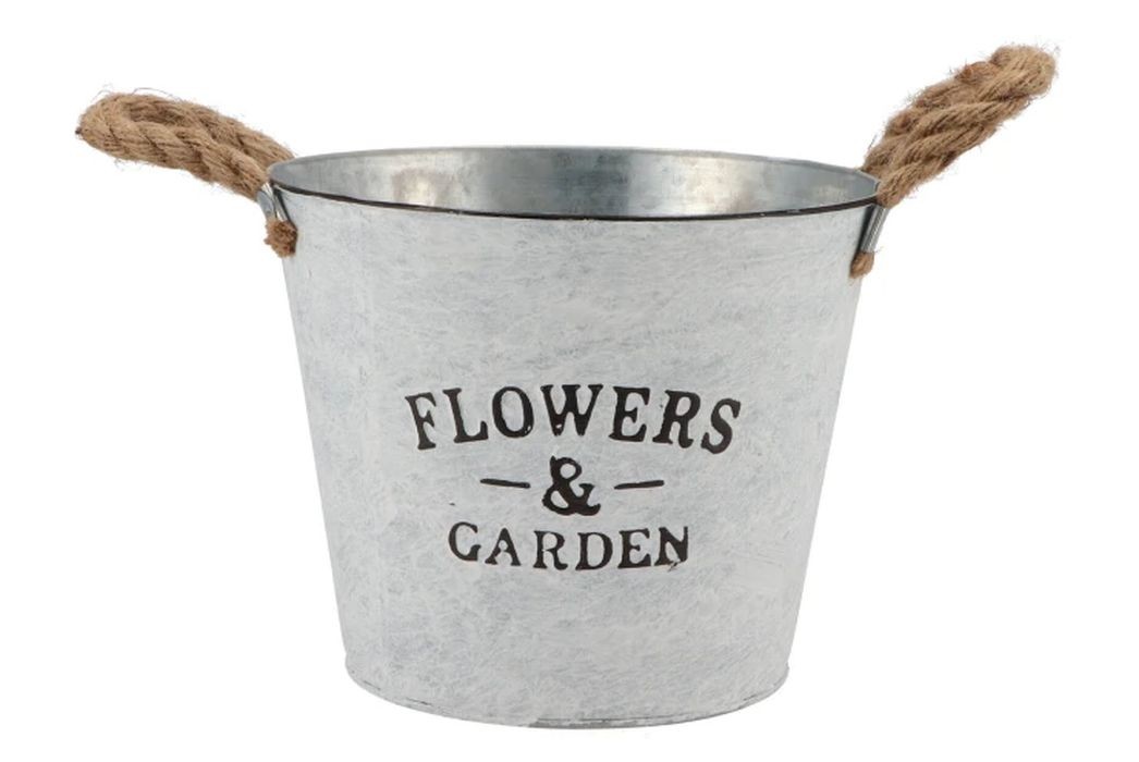 Plechový květináč s jutovými uchy Flowers & Garden - Ø 23*17 cm