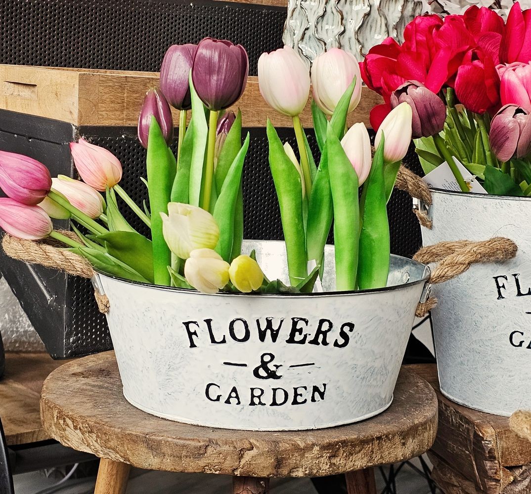 Plechový květináč / mísa s jutovými uchy Flowers & Garden - Ø 25*10 cm
