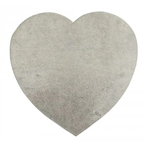 Šedé prostírání z hovězí kůže ve tvaru srdce - 37*39*1cm