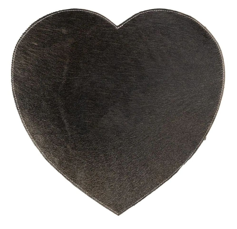 Šedé prostírání z hovězí kůže ve tvaru srdce - 37*39*1cm