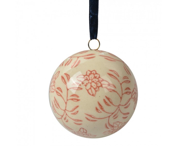 Decorative Pendant ? 6 Cm Beige Ceramic Flowers - ? 6*6 cm Clayre & Eef