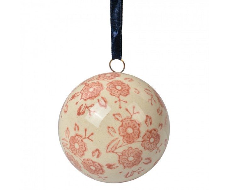 Decorative Pendant ? 6 Cm Beige Ceramic Flowers - ? 6*6 cm Clayre & Eef
