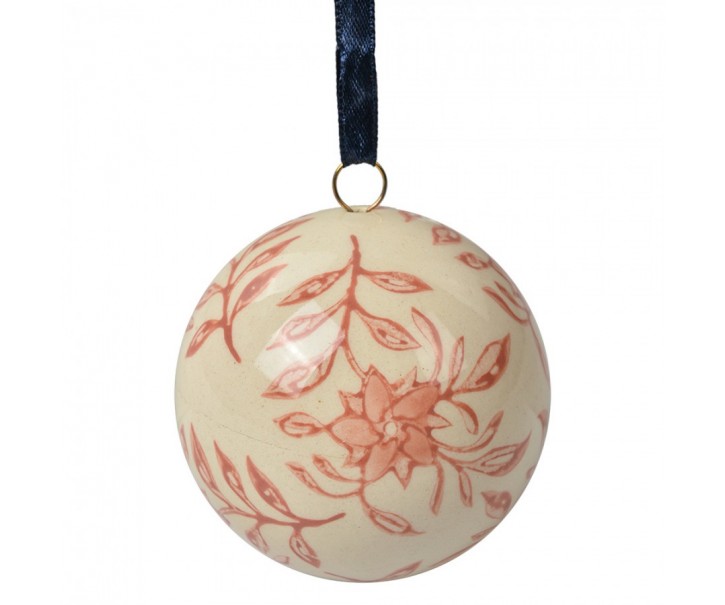 Decorative Pendant ? 6 Cm Beige Ceramic Flowers - ? 6*6 cm Clayre & Eef
