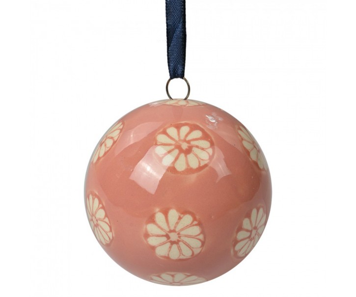 Decorative Pendant ? 6 Cm Pink Ceramic Flowers - ? 6 cm Clayre & Eef