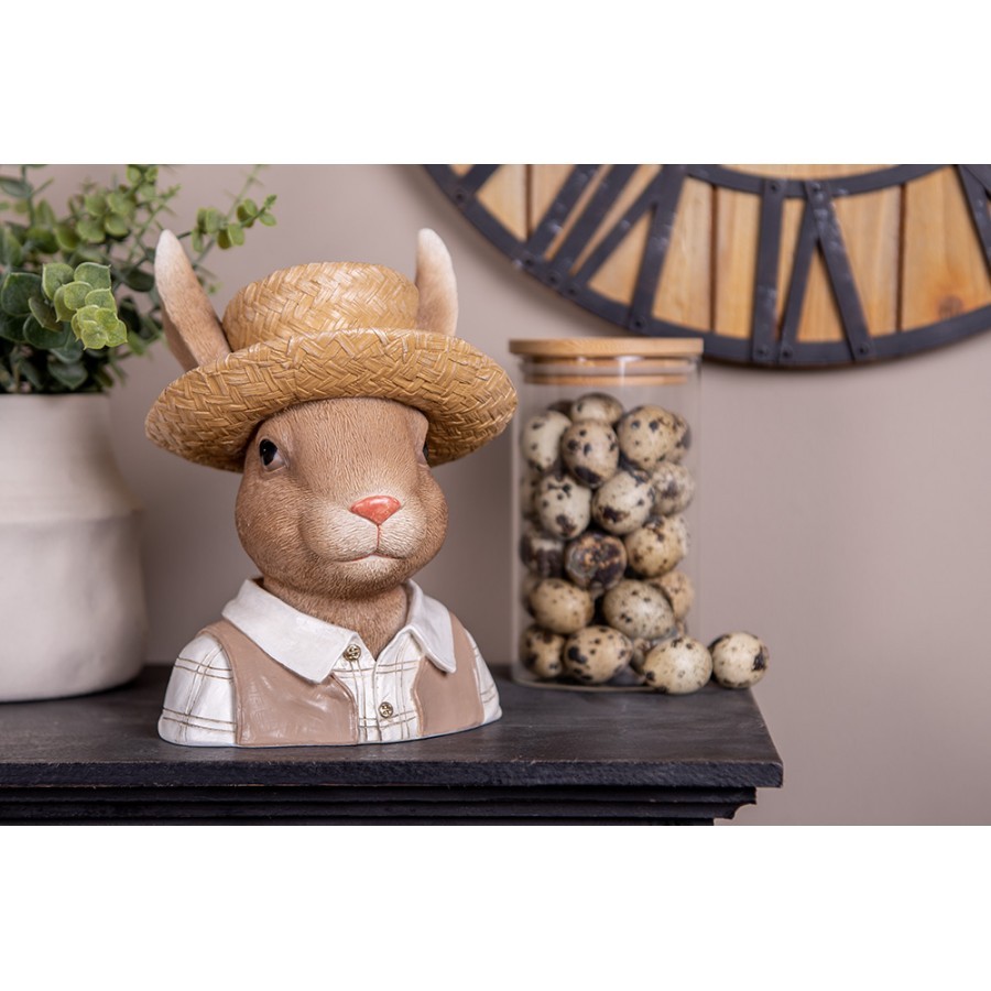Dekorace králík ve slamáku - 15*15*25 cm