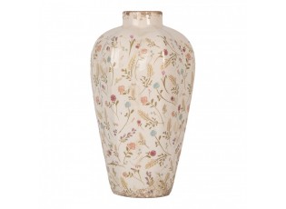 Béžová keramická váza s kvítky Floral Cartoon M - Ø 21*34 cm
