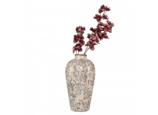 Béžová keramická dekorační váza se šedými ornamenty Gassia M - Ø 21*35 cm