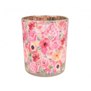 Barevný skleněný svícen s květy Fleury Poppy S - Ø 7*8 cm