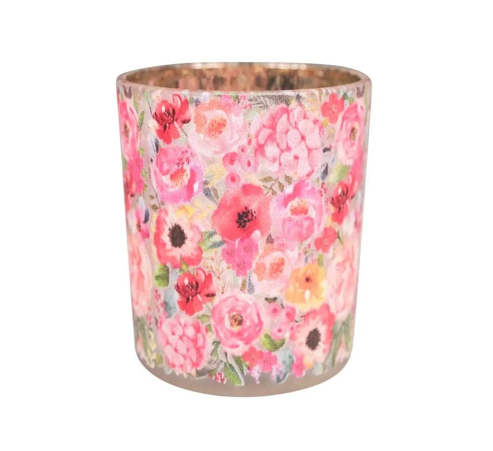 Barevný skleněný svícen s květy Fleury Poppy S - Ø 7*8 cm