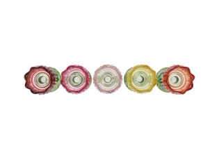 5ks barevný mix skleněný svícen/ váza tulipán Love Tulip - Ø 7*22 cm