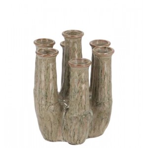 Zelená keramická váza s tubusy a aktivní glazurou Jahra Tulip - 15*13*18 cm